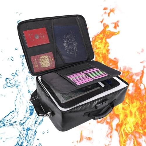 Multi-layer Document Bag With Safe Lock Large Capacity Portable Waterproof Fireproof Travel Suitcase Certificate Storage Pouch