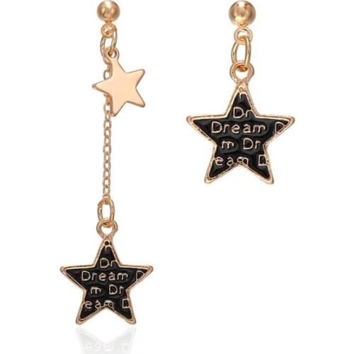 Fashion Asymmetric Star Drop Earrings Charming Long Gold Earrings for Womens Romantic Valentines Day Gift