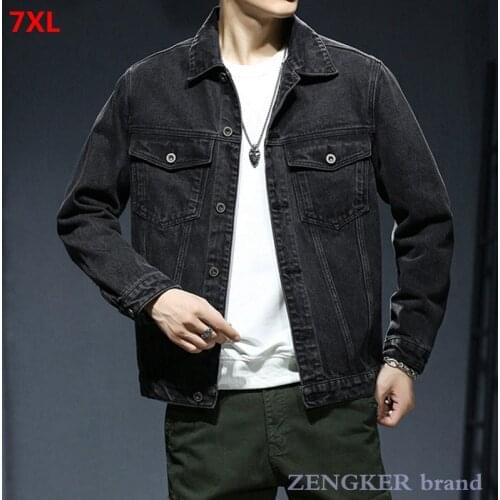 Autumn denim jacket mens large size loose 5XL 6XL 7XL plus size mens jacket tide bomber jacket
