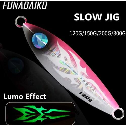 FUNADAIKO 5PCS Slow Metal Jig Lead Lure 80g 120g 150g 200g Saltwater Metal Jigs Deep Sea Fishing Lure Saltwater jigging Tackle