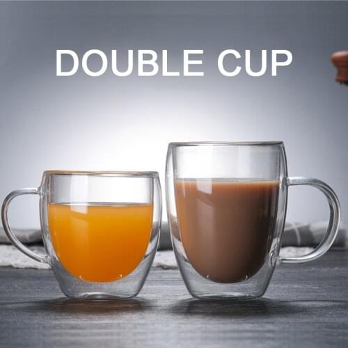 Transparent Double Bottom Glass Coffee Cup Milk Whiskey Tea Beer Heat Resistant Cocktail Vodka Wine Mug Drinkware Tumbler Cups