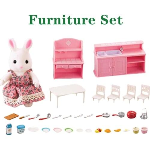 DIY Pretend Game SetChildrens Simulation Forest Animal Family 1:12 Scale Dollhouse Furniture Miniature 1/12 Kitchen Bathroom Di