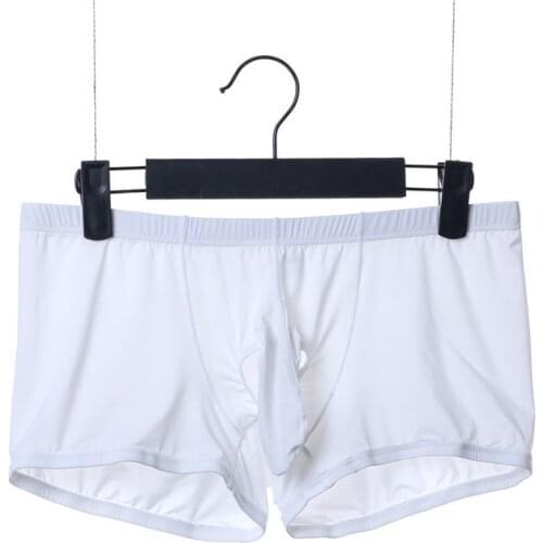 Sexy Underwear Men Boxers Shorts Thin Ice Silk Low Waist Panties For Man Solid Elephant Nose Capsule Underpants Cuecas M-XXL