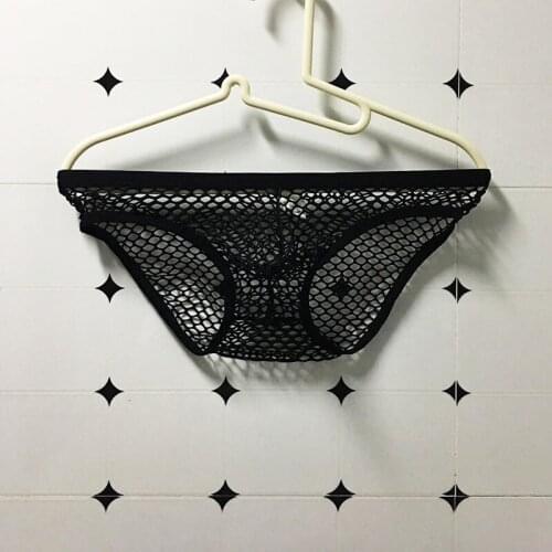 Sexy Transparent Male Underwear Hollow Net Mens Mesh Briefs Penis Large Pouch Low Rise Slips Cueca