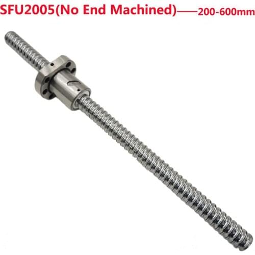 1SET No End Machined SFU2005 200/250/300/350/400/450/500/550/600mm Ball Screw with 2005 Ball Nut OD 36mm CNC
