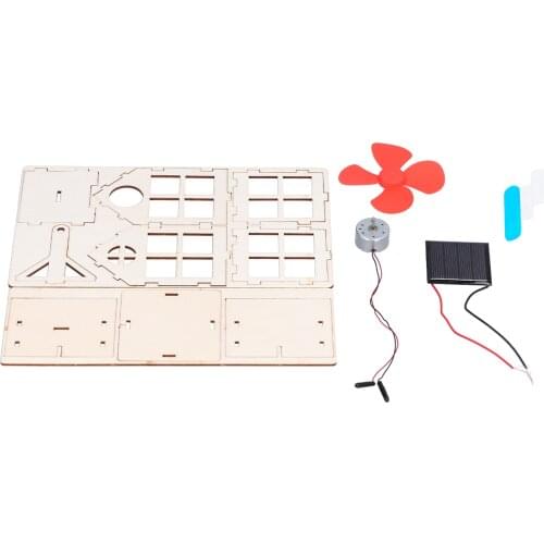 Solar Power Experiment Toy Improve Learning Interest Composite Wood Solar Powered Windmill Experiment Toy for Children Above 7