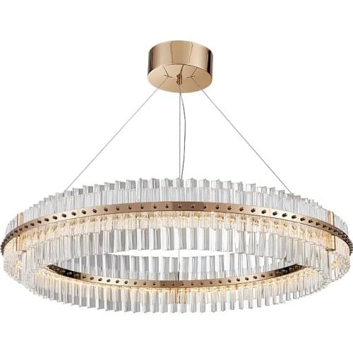 Contemporary living room crystal chandelier LED ring chandeliers bedroom ceiling lights golden bronze / chrome