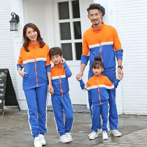 Family Matching Outfits Autumn Winter Dad Son Mom Daughter Sports Suits Coat &Pants Students Uniforms Couple Matching Clothes