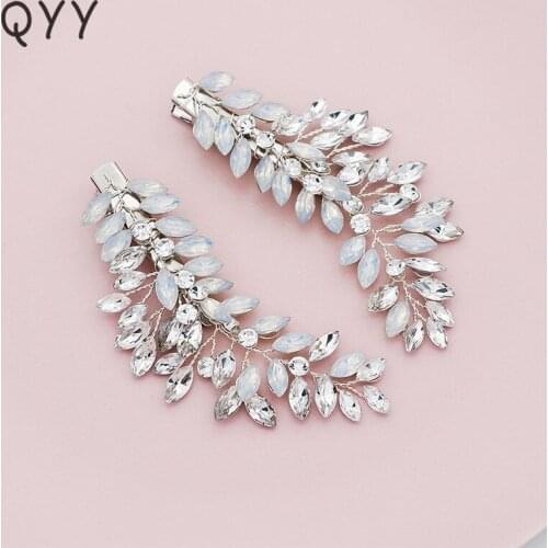 QYY Austrian Crystal Handmade Hairpin Fashion Newest Wedding Hair Clips Leaves Crystal Wedding Hair Pins