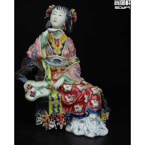 Shiwan doll master of fine ancient characters of a dream of Red Mansions twelve Jinling Chai Jia Yingchun ceramic ornaments craf