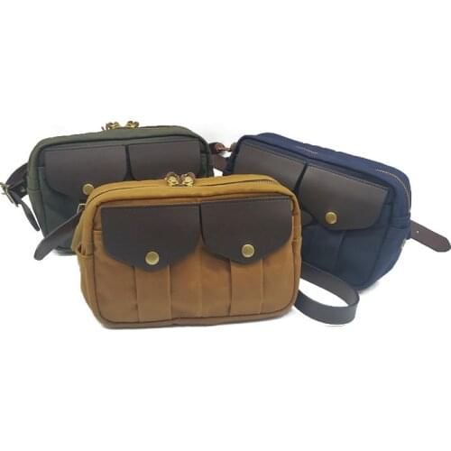 Waxed Canvas Waist Bag Men Phone Bag Waist Bag Pouch Leather Belt Bag Outdoor Waterproof Chest Bag