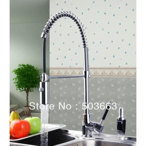 Monite 8538 New Chrome Brass Water Kitchen Faucet Swivel Spout Pull Out Vessel Sink Taps Single Handle Deck Mounted Mixer Tap