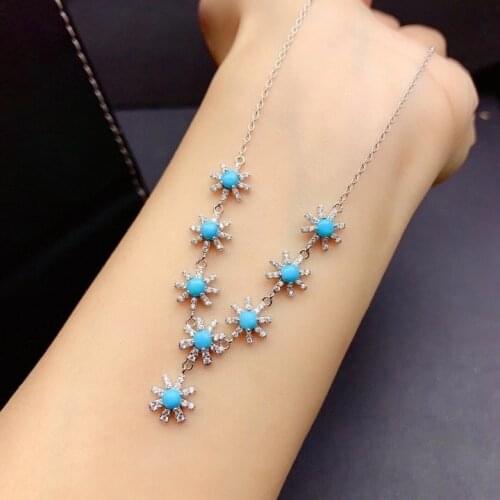 High Quality Fashion luxury 100% Natural and Real Turquoise necklace pendant 925 sterling silver Fashion Necklace