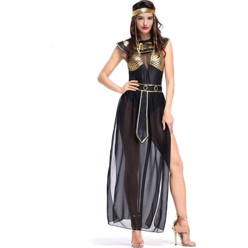 Umorden Carnival Party Halloween Egyptian Cleopatra Costume Women Adult Egypt Queen Cosplay Costumes Sexy Golden Fancy Dress