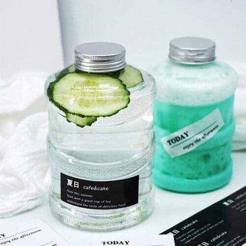 10pcs Net red mini bucket bottle lemon tea bottled pearl milk tea mineral water bottles PET plastic cold drink cup with lid