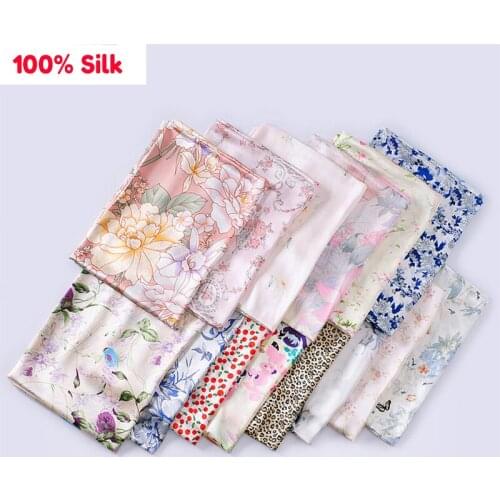 1.14X1m 100% Silk Flower Printed Fabric Multicolor DIY Dress Pajamas Clothing Bedding Set Fabric Peony Dress T-shirt Cloth
