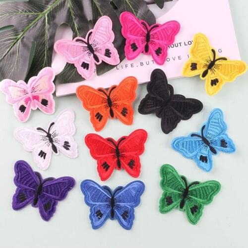 12/24 Pcs Embroidery Butterfly Patches for Clothing Iron on Patch Appliques Stickers Fabric Clothes DIY Scrapbooking Accessories