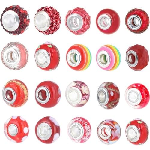 2Pcs/Lot 2021 New Red Crystal Glass Beads Charm Pendant Fit Original DIY Bracelets Necklace for Women Jewelry Accessories Gift