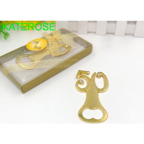 96PCS Gold 50th Beer Openers Golden Wedding Favors Birthday Party Anniversary Keepsake For Guest