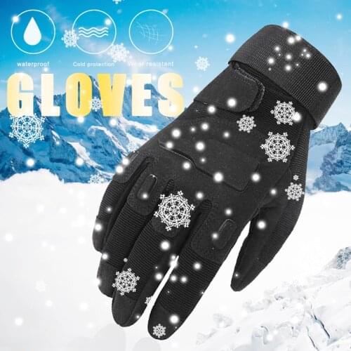 M-XL Black Outdoor Full Finger Gloves Thermal Cold Weather Racing Gloves Thickening Keep Warm Motorcycle Gloves Wear-Resistant