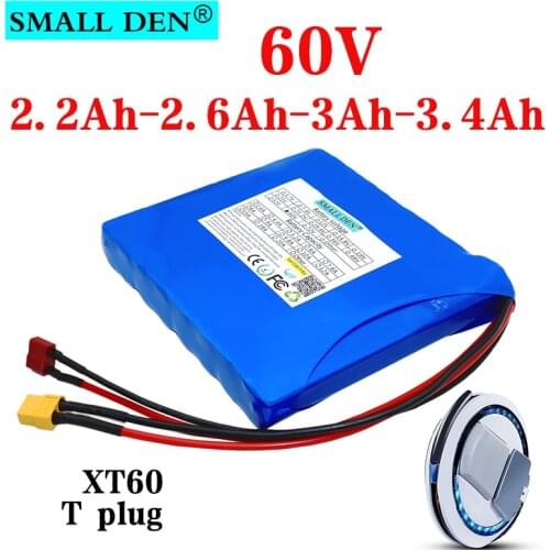 60V 2.2Ah 2.6Ah 3Ah 3.4Ah 16S1P HG2 NCR18650B li-ion battery pack Rechargeable Cells for self balance scooter electric unicycle