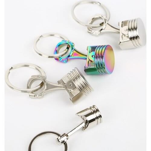 Engine Piston Key Ring Chain Keychain Keyfob Key Chain Wholesale Chrome Silver Matte Rainbow Color Small Big Size Drop Shipping