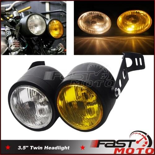 Dual Streetfighter Headlight 8.5" Dimension Twin Head Light For Honda Kawasaki Yamaha Suzuki Dirt Bike Cafe Racer W/ Mount kit