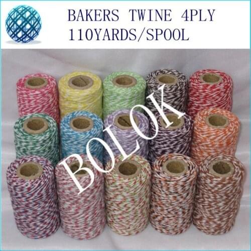 22 kinds color cotton Bakers twine 4 ply (110Yards/spool) 80pcs/lot thin cotton twine by free shipping