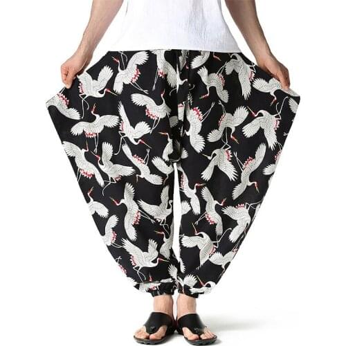 3D Bird Print Black Joggers Pants Men 2021 Fashion Cotton Baggy Hippie Harem Pants Men Harajuku Streetwear Casual Trousers Male