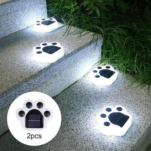 Solar Cat Animal Paw Print Lights 2pcs LED Solar Lamps Outdoors Street Lamp LED Path Decorative Lighting Footprints Lamp