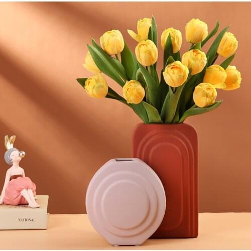 Top grade tulip simulation bouquet false silk flower living room dining table decoration floral interior decoration set
