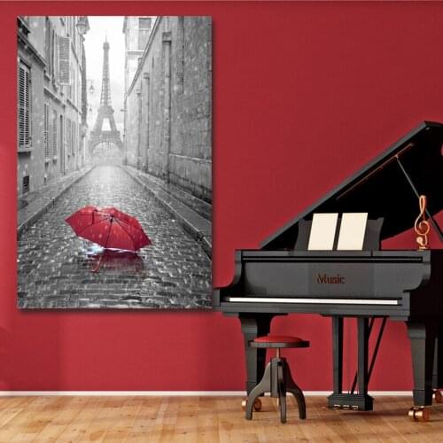 MUTU Tower And Red Umbrella Canvas Painting Modern Wall Art Poster And Prints Picture Home Decoration For Living Room No Frame