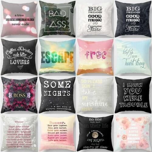 English words pillow cases short velvet high quality square thick pillow case covers 45cmby45cm