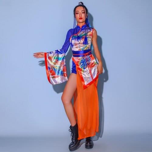 Chinese Style Jazz Dance Costume For Women Nightclub Stage Performance Outfit Drag Queen Dj Singer Rave Festival Clothing BL6868