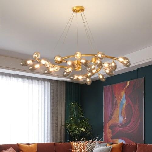 Creative personality art chandelier light luxury model bedroom living room dining room glass tree branch chandelier