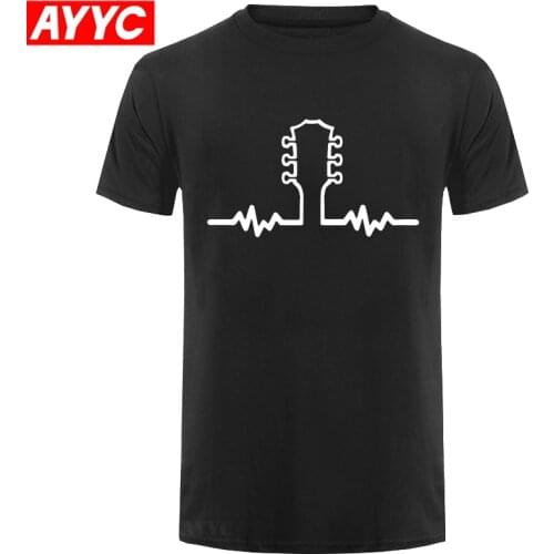 Mens T Shirt Guitar Heartbeat Short Sleeve Clothing O Neck Mens T Shirts For Teen Man Tee Shirts Camisetas