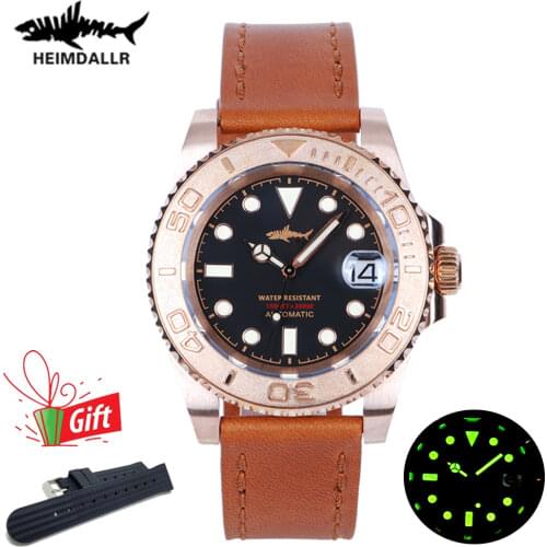 HEIMDALLR Mens Dive Bronze Watch 41mm Green Dial Sapphire 30Bar Water Resistance NH35A Automatic Mechanical Retro Diving Watch