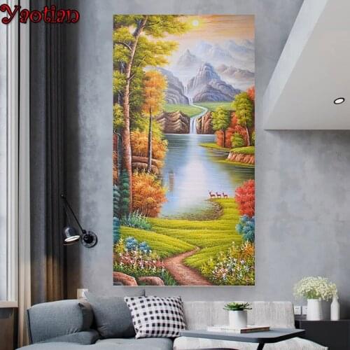DIY 3D Diamond Embroidery Pattern Autumn Landscape Diamond Painting Cross Stitch Pictures of Rhinestones Diamond Mosaic Kits