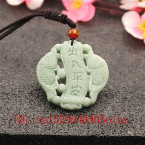 Natural White Green Pisces Jade Pendant Necklace Hollow Out Double-sided Carved Charm Jewellery Fashion Amulet Gifts for Women
