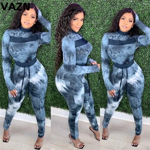 VAZN 2020 New Full Sleeve Bandage Women Vital Seamless Turtleneck Sport Fitness Fashion Set Holiday Women Young Energetic Set
