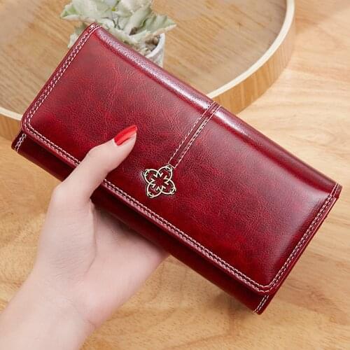 2021 New Women Oil Wax Pu Leather Wallets Purse For Women 2021