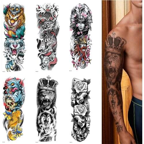 NEW TIGER AND SKULLS TEMPORARY TATTOOS, SET OF 1, ROSES, MENS, WOMENS, FAKE TATTOO