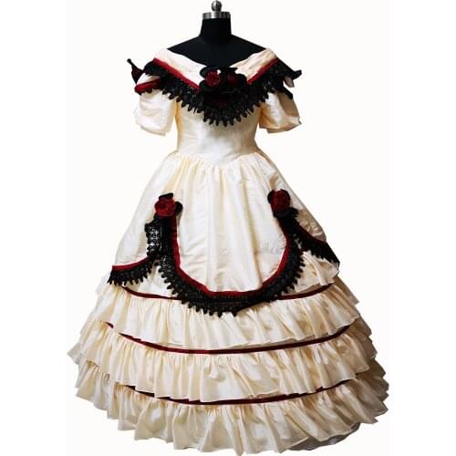 New champagne Vintage costumes 18th Duchess Retro medieval Renaissance Reenactment Theatre Civil war Victorian dress D-359