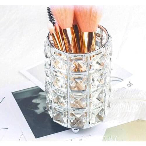 New Fashion Luxury Crystal Jewelry Makeup Organizer Box Makeup Brush Tool Storage Tube Multifunctional Storage Container