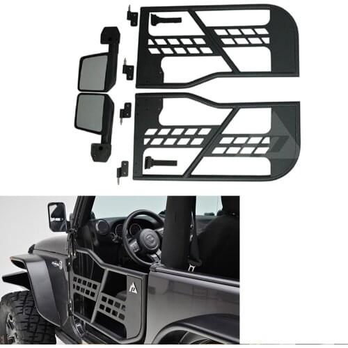 One Set Black Steel Half Tube Doors With Side Mirror for Jeep Wrangler JK 07-15 2 Doors Auto Accessories