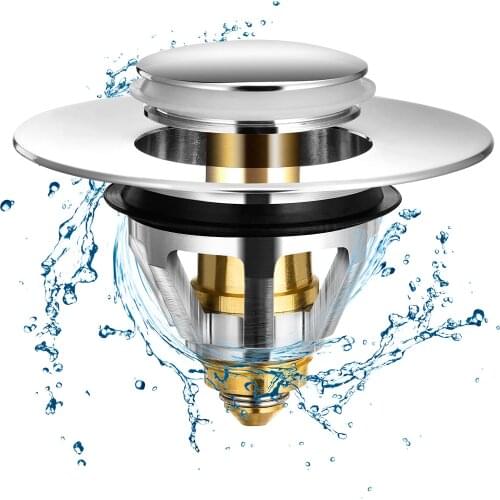 Bounce Core Pop-up Drain Filter Bathroom Stainless Steel Bounce Core Push-type Hair Stopper Basin Pop-up Drain Filter