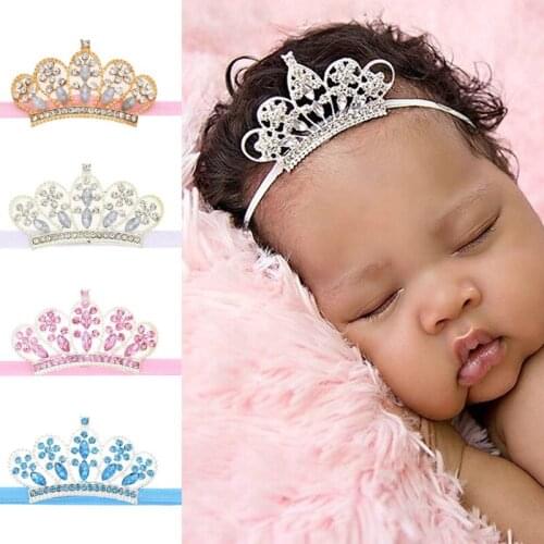 Baby Toddler Girls Tiara Crown Diamond Headband Princess Hair Band Party Birthday Gift Headwear Formal Solid Crystal Accessories