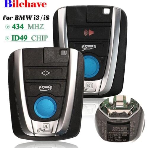 Bilchave Original 4 Buttons Smart Remote Control Car Key 434Mhz ID49 Chip For BMW i3 i8 Series 2014 2015 2016 2017 Replacement