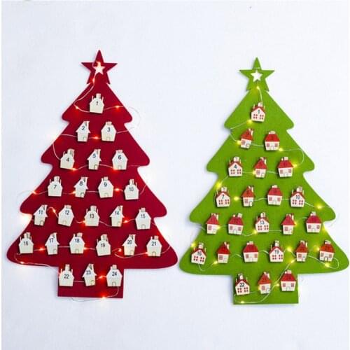 Christmas Lighted Felt Countdown Advent Calendar Christmas Hanging Ornament Santa Countdown Home Decoration