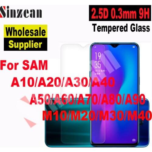 Sinzean 100pcs 2.5D Clear Tempered Glass For Samsung A30/A50/A10/A20/A80/A70/A90/A40/A60/A10E/A20E/A90 5G Screen Protector Film